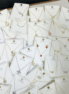 新款高级小众S925通体纯银项链轻奢微镶珍珠贝母水滴锁骨链女