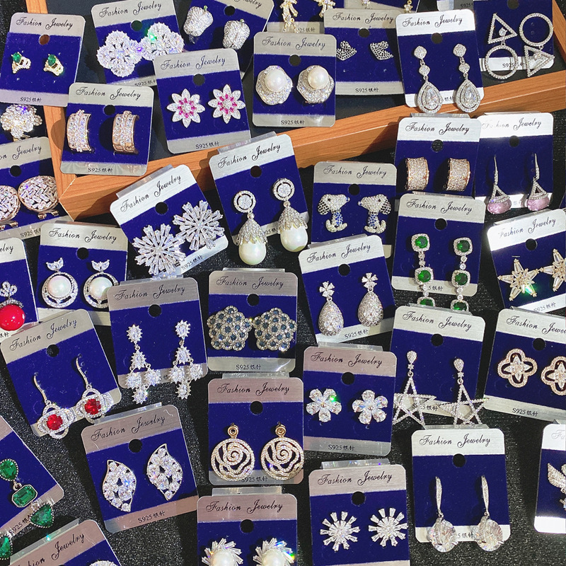 新款微镶锆石短款耳钉耳饰耳环