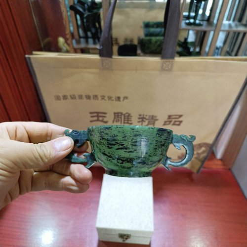 静云轩夜光杯十七年实体老店厂家直销正品保障天然祁连玉双龙杯