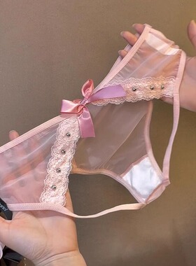 反转镂空!法式性感柳钉后臀杀情调内裤女~超美纯欲拼色蕾丝网纱！