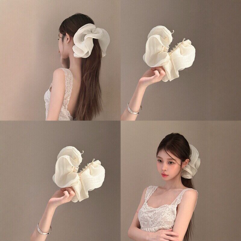 木耳边chao大号褶皱香蕉夹女精致显脸小氛围感发饰显发量头饰抓夹