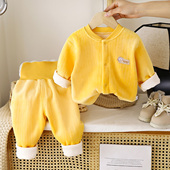 婴儿无骨对衫 保暖内衣秋衣护肚套装 加绒男女宝宝小童打底两件套