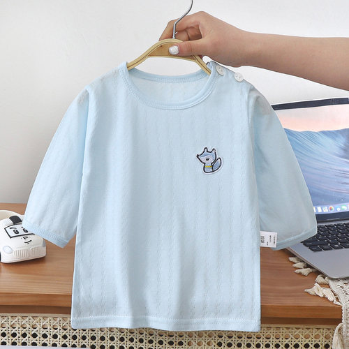 宝宝纯棉长袖T恤空调衣服女童上衣婴儿夏季睡衣薄款儿童男孩女孩