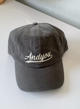 很高级的灰色~IU李智恩同款andyou字母棒球帽子女韩国复古鸭舌帽