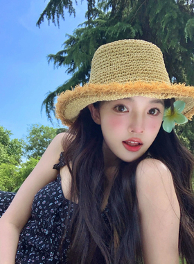 夏季出游草编可折叠草帽