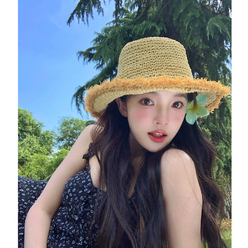 夏季出游草编可折叠草帽