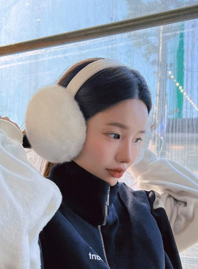 韩系白色耳罩保暖女折叠耳套