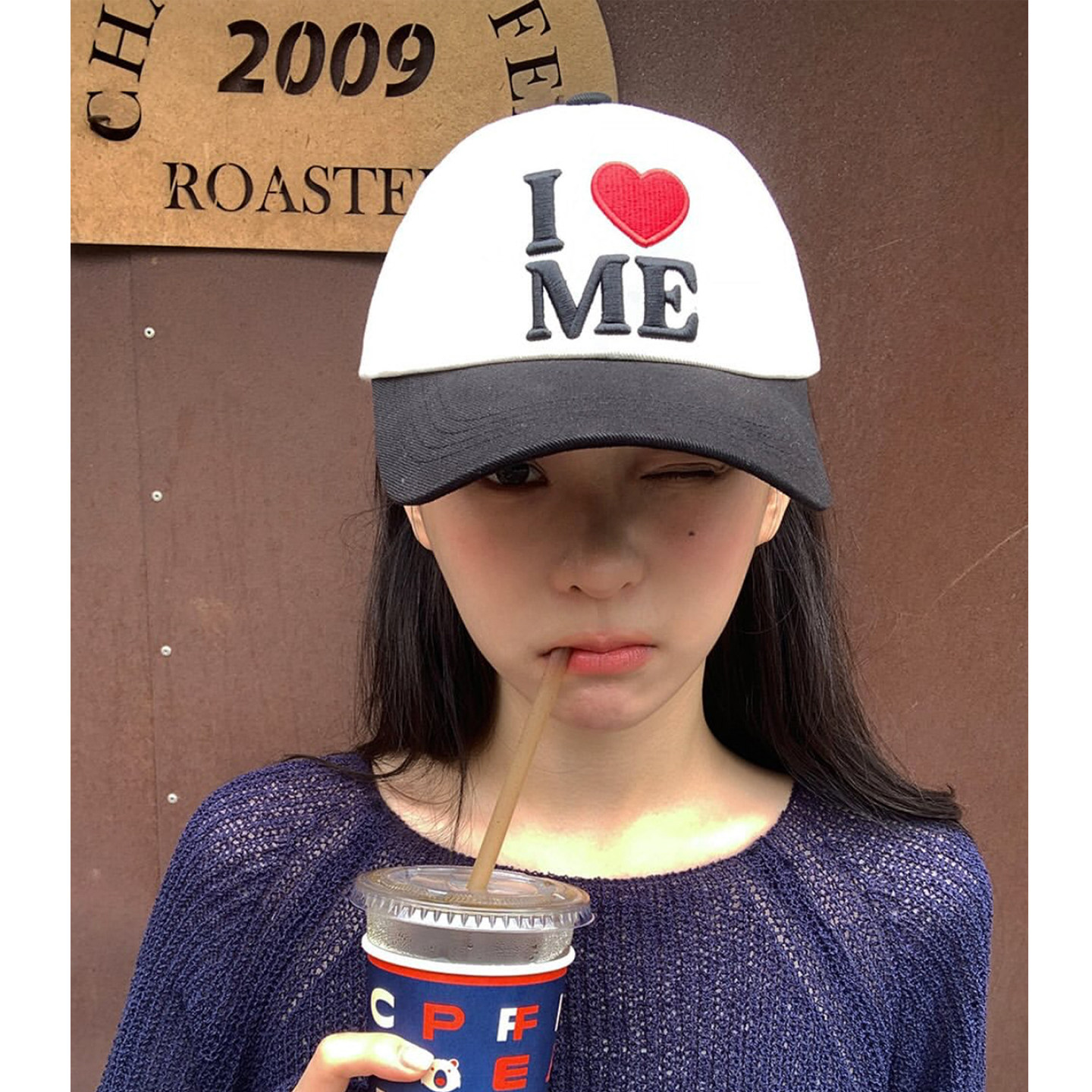 韩国棒球帽女春夏刺绣图标鸭舌帽拼色帽檐防晒帽遮阳帽显脸小帽子