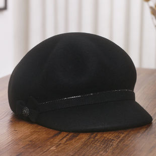 秋冬新款羊毛呢八角帽女英伦复古鸭舌贝雷帽优雅百搭显脸小报童帽