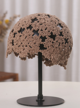 薄款镂空钩花帽时尚洋气帽子女2022爆款春秋针织帽女士花朵包头帽