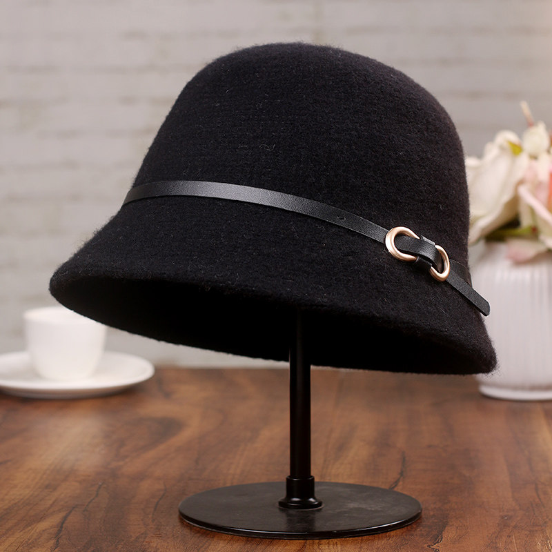 皮带扣羊毛帽子女秋冬新款简约日系小沿渔夫帽显脸小圆顶盆帽百搭,服饰配件/皮带/帽子/围巾,帽子,淘宝优惠券,粉丝福利购,淘宝优惠卷