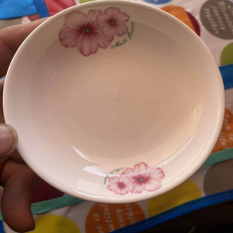 美地陶瓷小菜味碟酱油醋蘸料碟4寸汉碟红双菊小盘子迷你娃娃盘