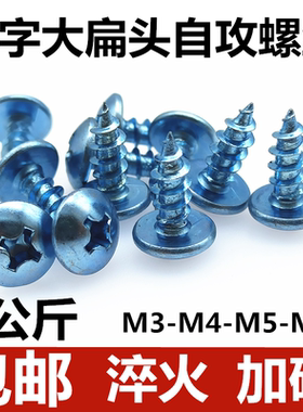 加硬十字大扁头自攻螺丝钉镀锌大扁攻圆头伞头大帽尖尾螺钉M345m6