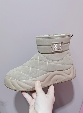 42633特价清仓 冬季加绒加厚面包鞋保暖厚底短筒棉靴子雪地靴女