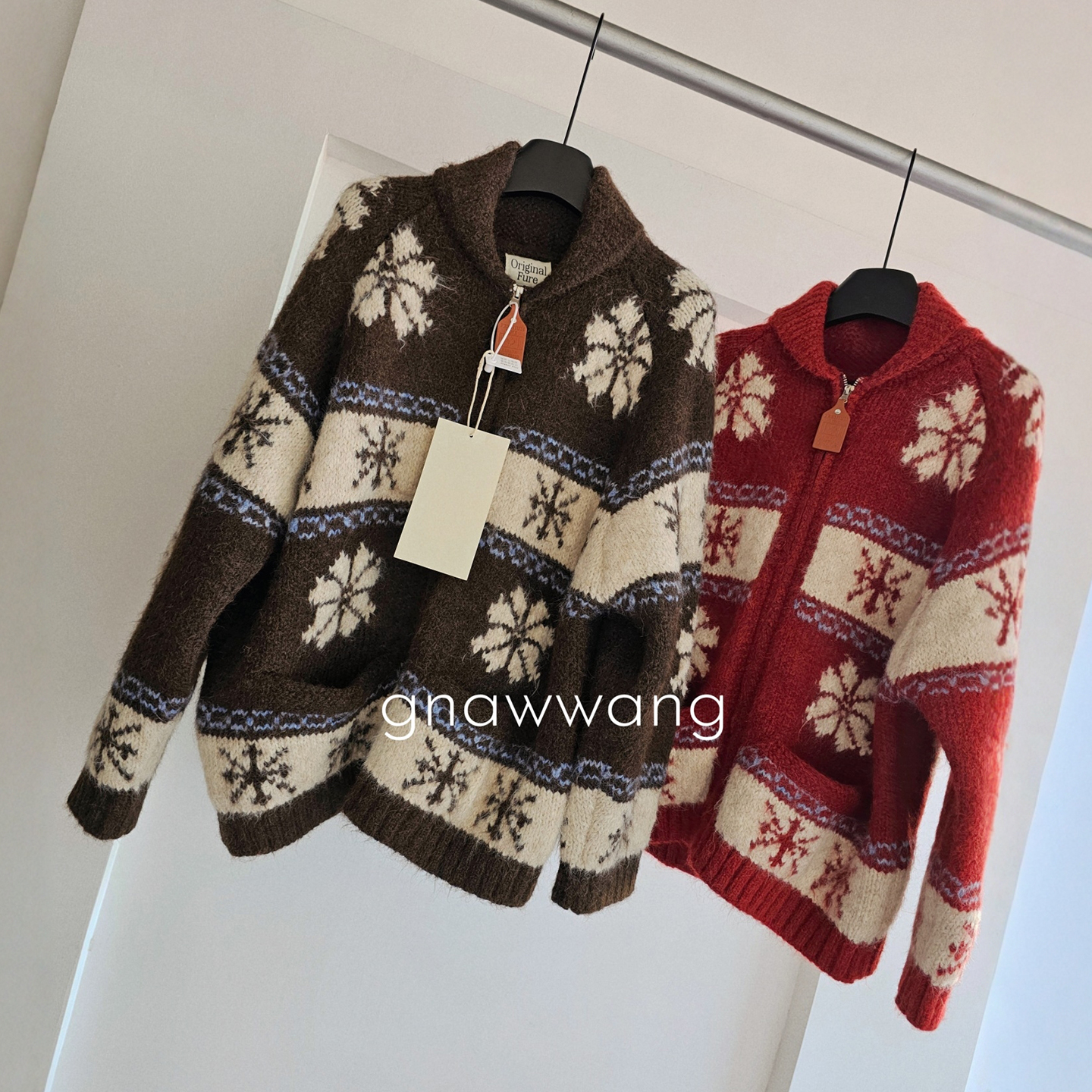 圣诞氛围感森系雪花提花加厚毛衣