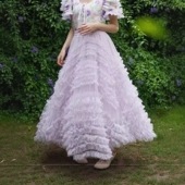 度假风大裙摆设计感不规则网纱裙蛋糕裙女蓬蓬裙半身裙大摆仙女裙