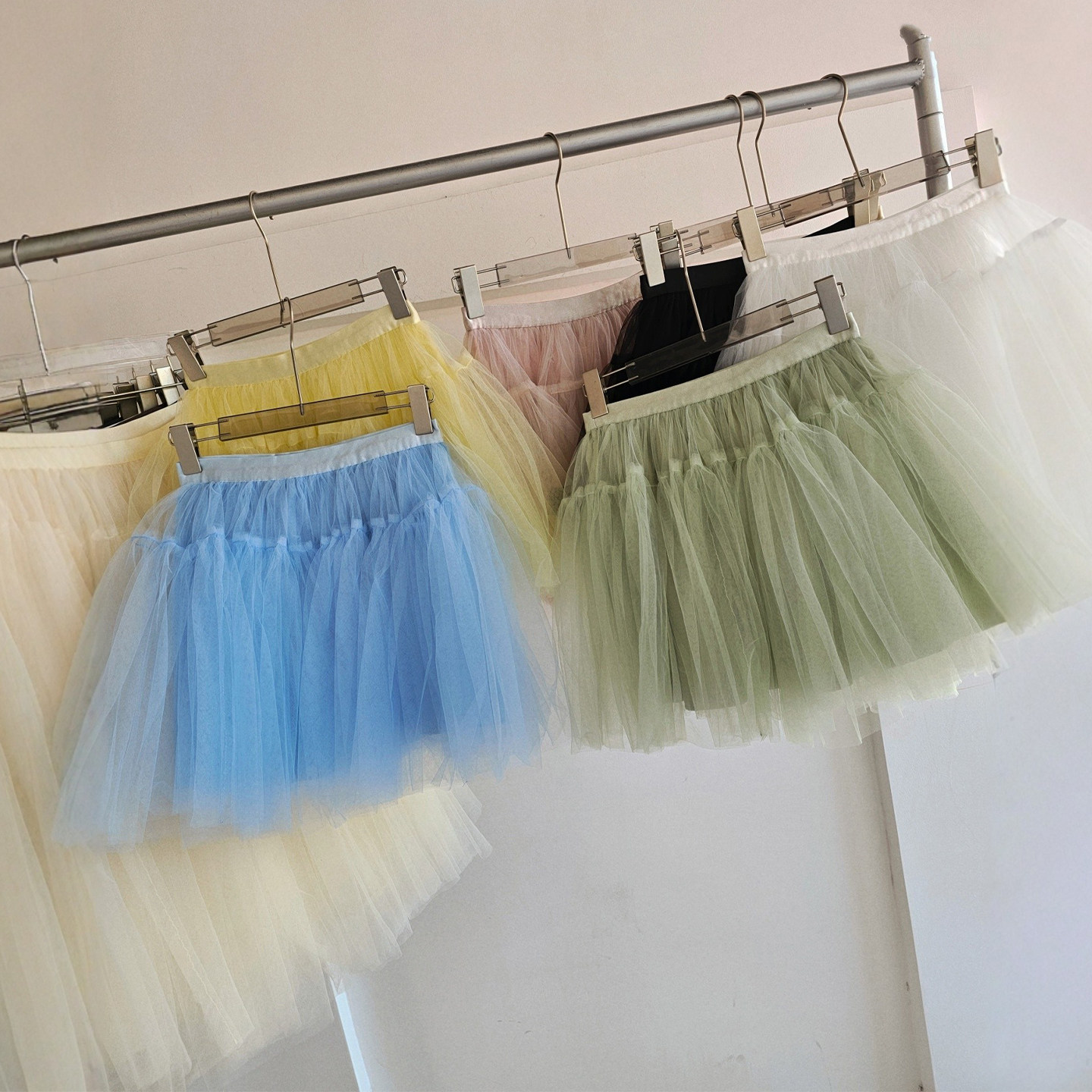 赫本风糖果色重工蓬蓬短裙网纱半身裙高腰A字蓬蓬裙芭蕾减龄裙子