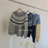 韩系北海道初雪费尔岛提花羊毛毛衣女冬慵懒风加厚软糯圆领针织衫