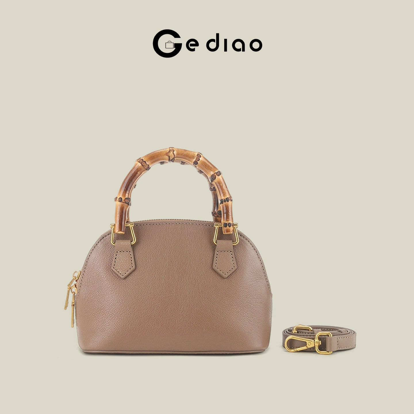 格调studio复古竹节手柄贝壳包包山羊皮手提包迷你手提斜挎单肩包