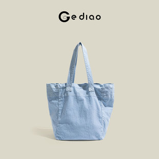 格调studio韩系简约水洗布牛仔包包2026新款 手提包通勤小众单肩包