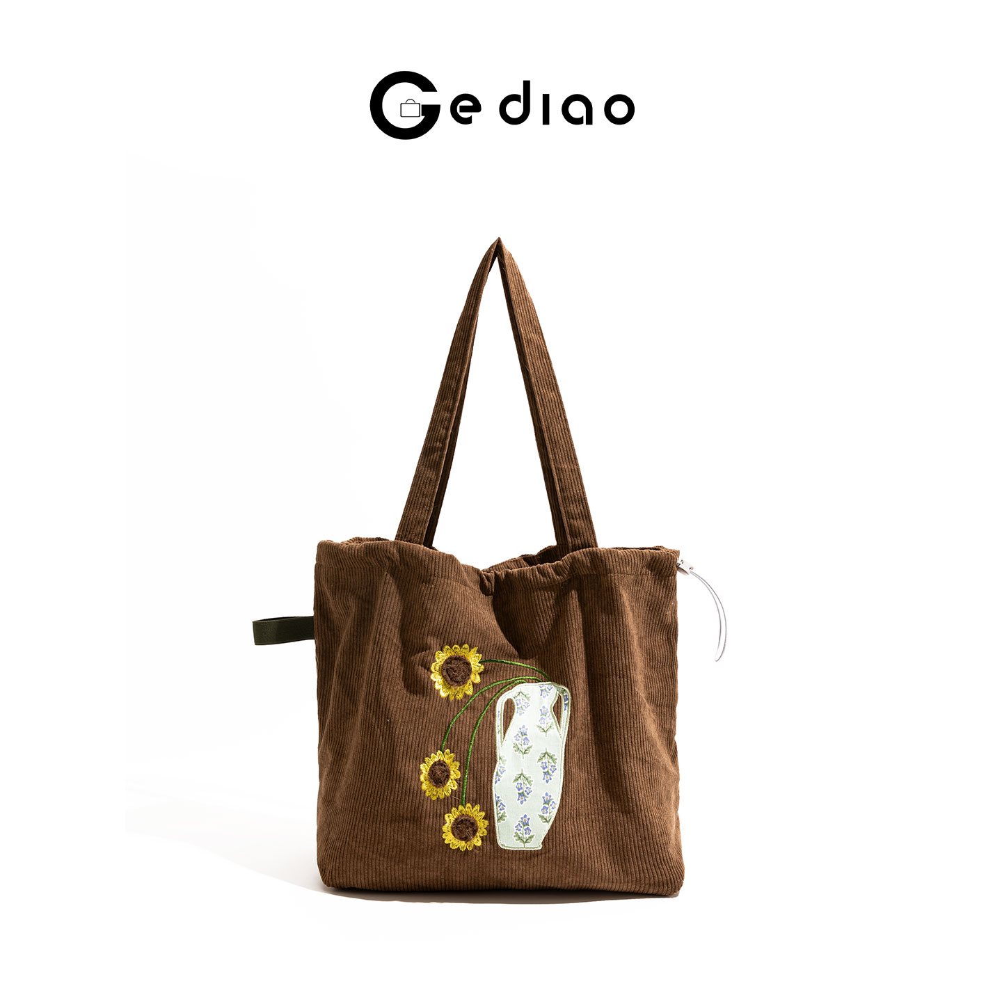 田园风刺绣灯芯绒包包2025年秋冬