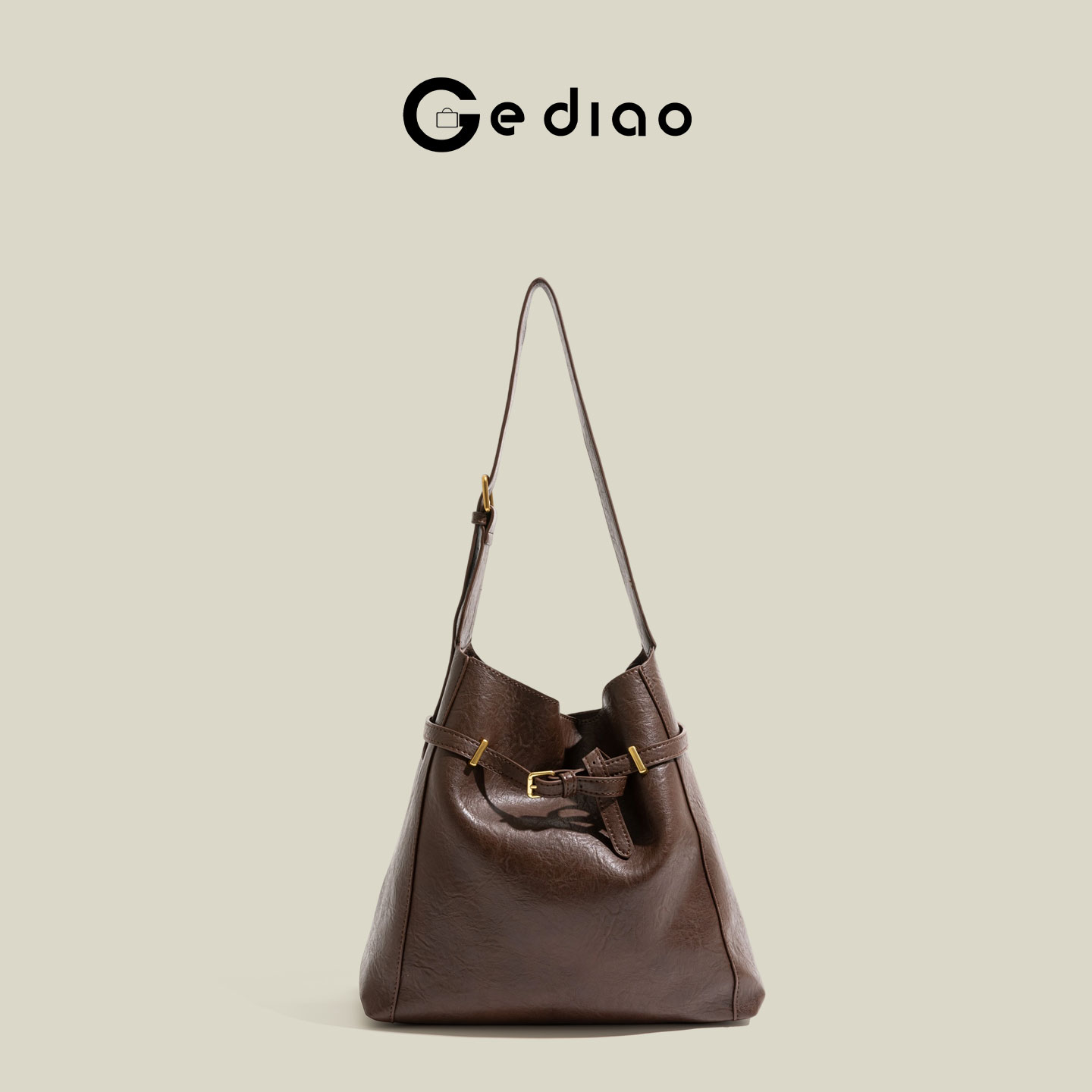 格调studio复古棕色腋下包秋冬款