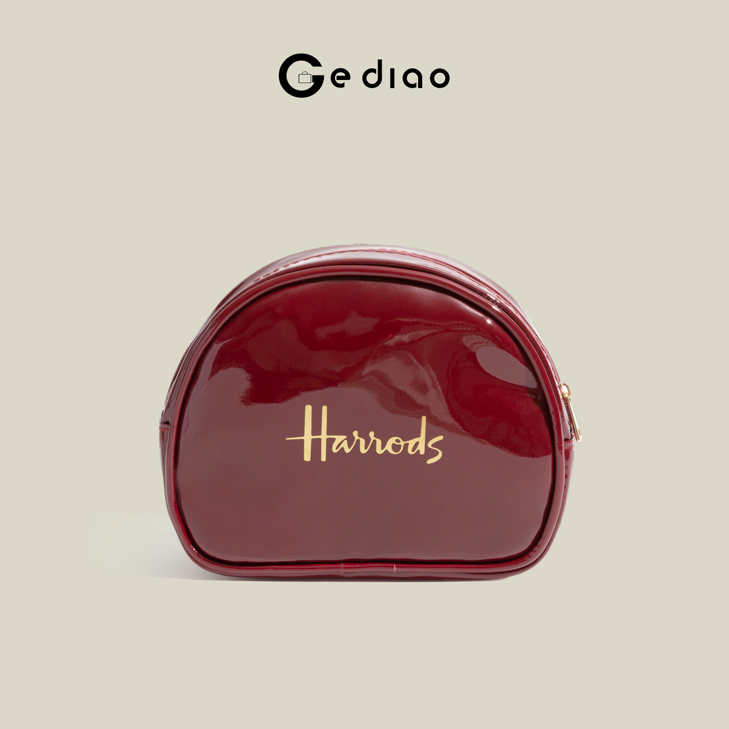 格调studio酒红色PVC贝壳化妆包