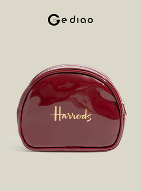 格调studio英国Harrods酒红色PVC贝壳包女手拿包高级感化妆收纳包