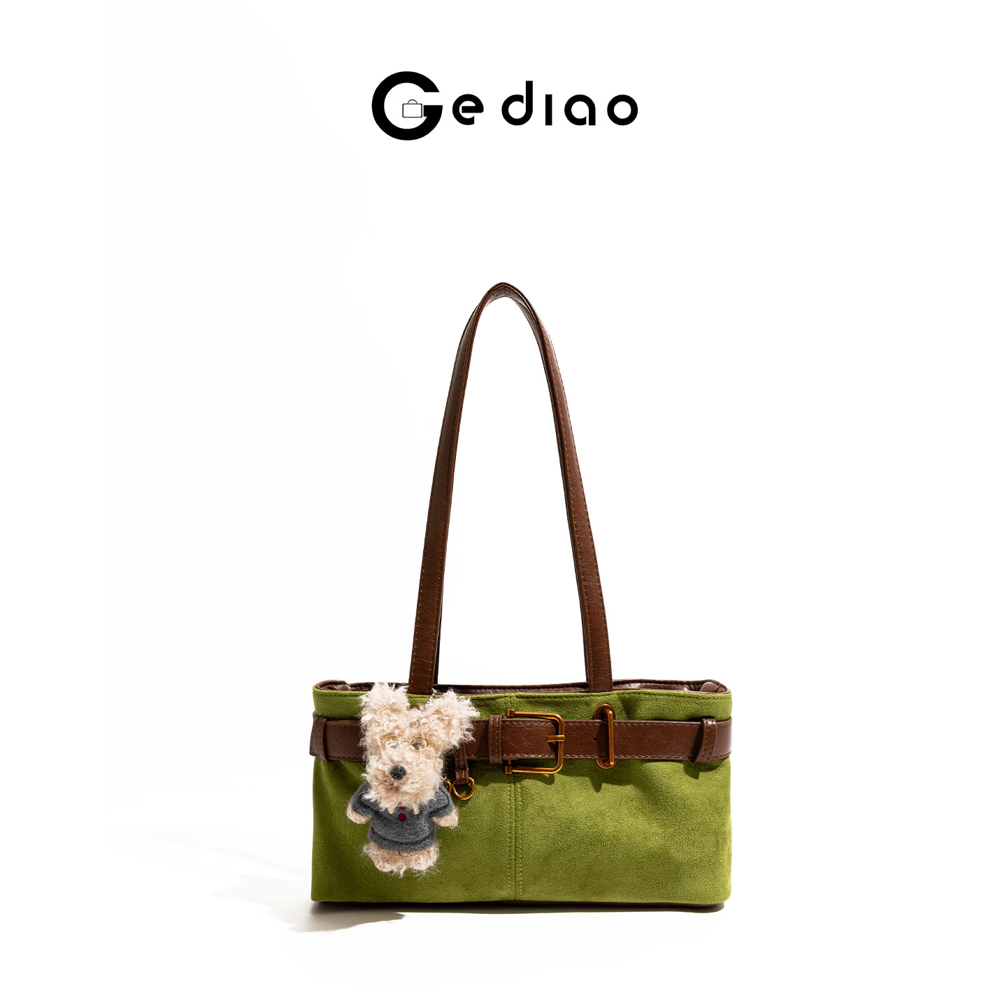 小众麂皮绒果绿色女包2025年秋冬