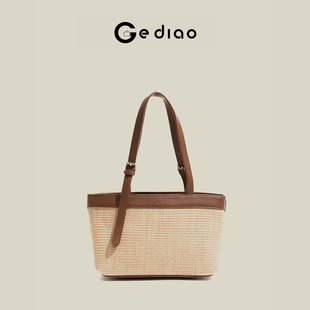 格调studio法系简约编织包包2026春季手提草编包海边慵懒风单肩包