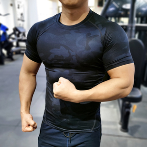 紧身衣男短袖夏速干运动迷彩健身服跑步篮球训练弹力透气吸湿T恤