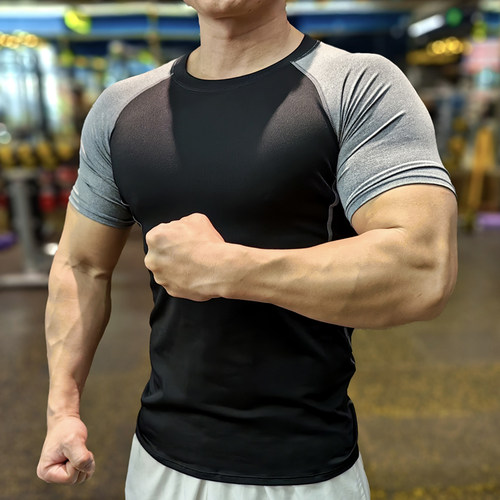 短袖速干男紧身高弹运动健身衣服
