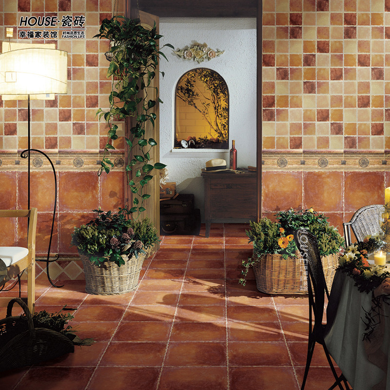 美式厨房瓷砖欧式田园庭院仿古砖花园阳台墙砖卫生间防滑地板砖30