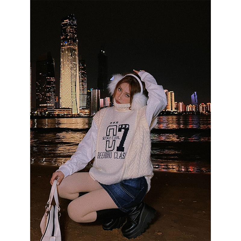 美式高领大麻花毛衣马甲