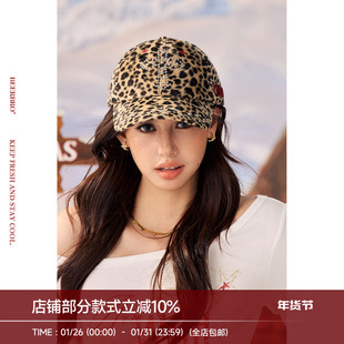 BeerBro『反叛假日』辣妹复古豹纹烫钻棒球帽男女通用百搭帽子