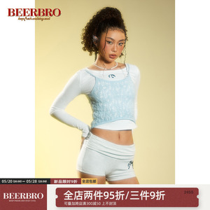 BeerBro 美式复古彩斑绒纱线毛织小吊带潮牌新款镂空透气叠穿背心