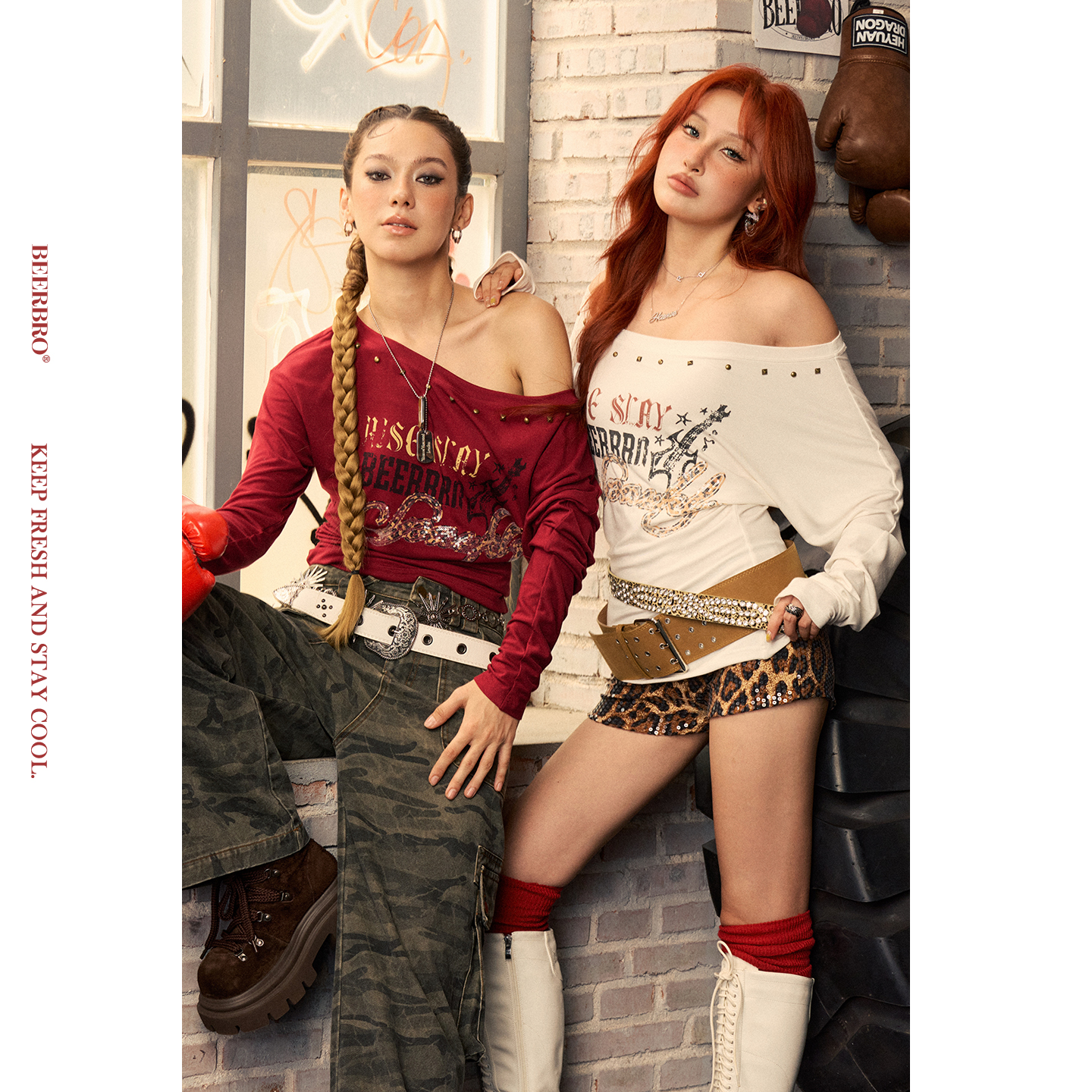 BeerBro『暴力美学 』舒适亲肤莱赛尔天丝斜肩修身显瘦针织衫女