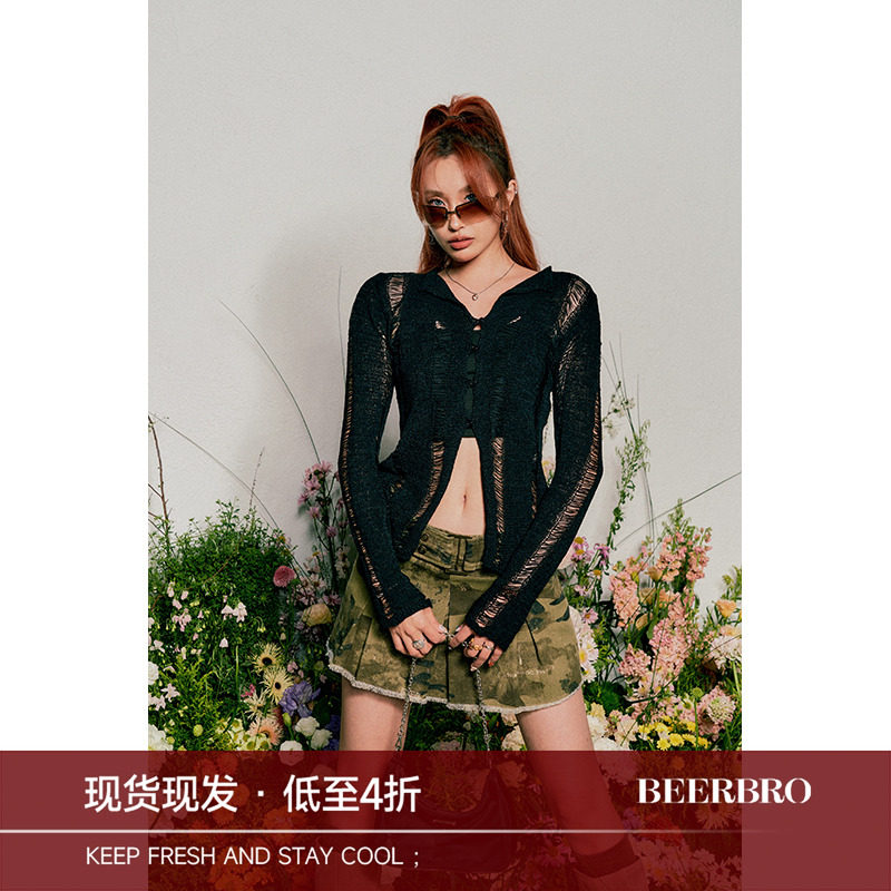 镂空美式针织衫辣妹针织衫套装