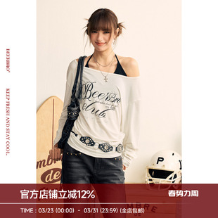 T恤两件套 舒适莱赛尔天丝一字肩收腰长袖 BeerBro 狂欢音乐节