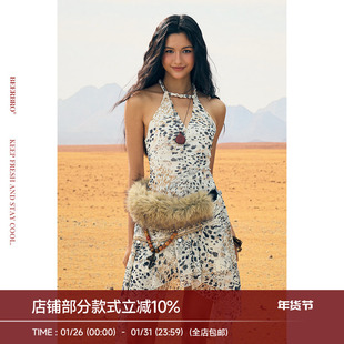 BeerBro『非洲大迁徙』豹纹弹力手工编绳串珠不规则连衣裙女夏季