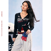 运动辣妹印花烫片毛衣开衫 亲肤软糯美式 外套 竞速脉冲 BeerBro