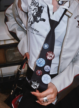 BeerBro 美式徽章衬衫领带女学院风JK衬衫配饰