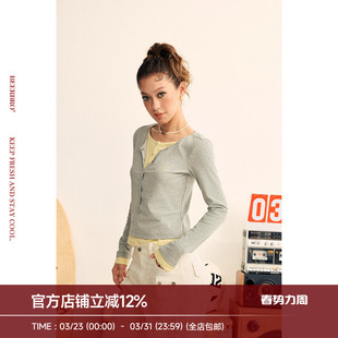 上衣打底衫 软糯亲肤春秋撞色假两件长袖 狂欢音乐节 BeerBro