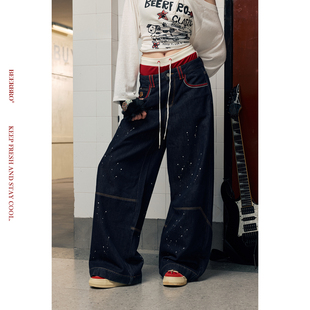 复古泼墨甩点百搭阔腿牛仔长裤 包好看 女 明星同款 BeerBro