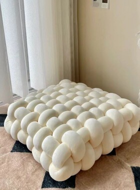 ins方形手工麻花椅子坐垫懒人榻榻米飘窗靠背软屁垫Futon Cushion