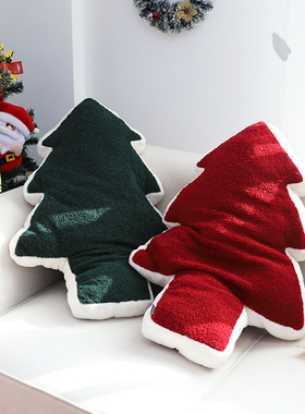 INS网红圣诞礼物圣诞树大抱枕床上靠枕红色节日靠垫客厅沙发腰靠