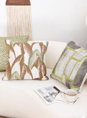 高端定制绿色样板间抱枕套客厅沙发靠垫床上靠枕飘窗垫子卧室方枕