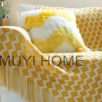 Nordic knitting tassel decoration Blanket Sofa blanket Hotel model room bed tail blanket napping blanket bed towel