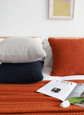 北欧风莫兰迪针织抱枕套带芯方形客厅靠垫客厅ins轻奢沙发靠垫套