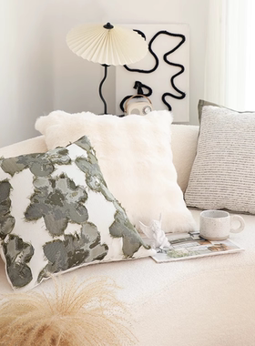 小清新绿色剪花抱枕套北欧客厅沙发靠垫床上靠枕腰靠飘窗垫子方枕